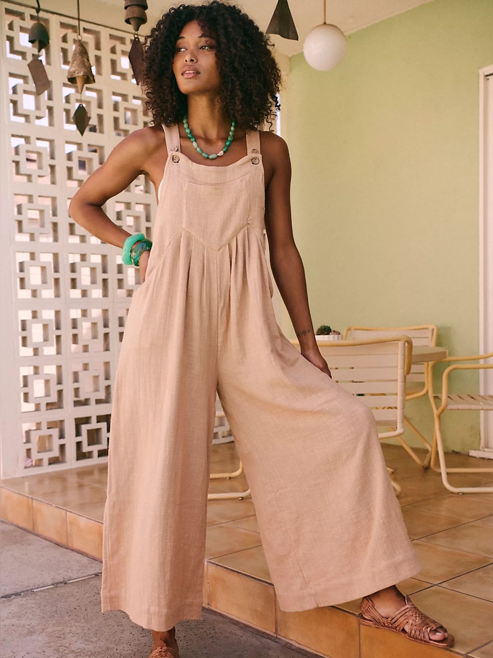 FREE PEOPLE Sundrenched Dungarees Night Sand S